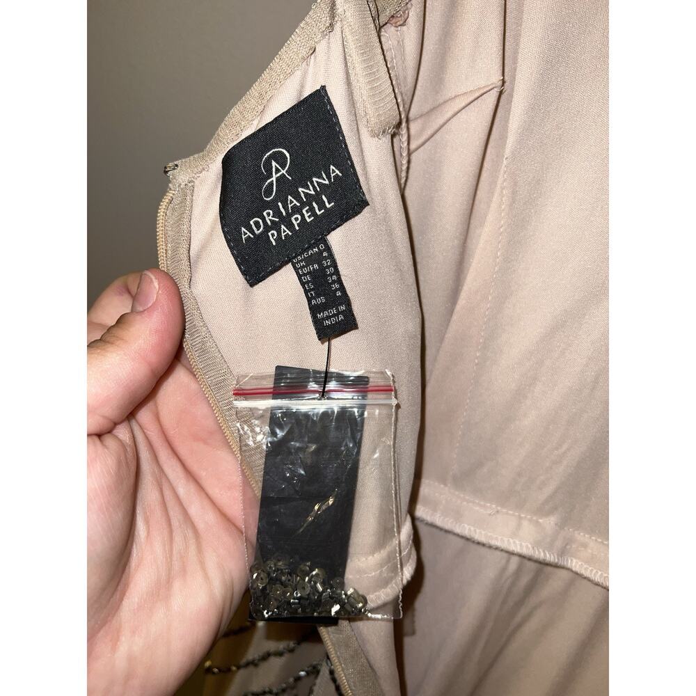 NEW Adrianna Papell Art Deco Beaded Blouson Gown Color Taupe (see Description) - Picture 6 of 9